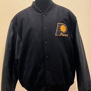 New Zlander Indiana Pacers Varsity NBA Wool/Leather Jacket Men's Size L